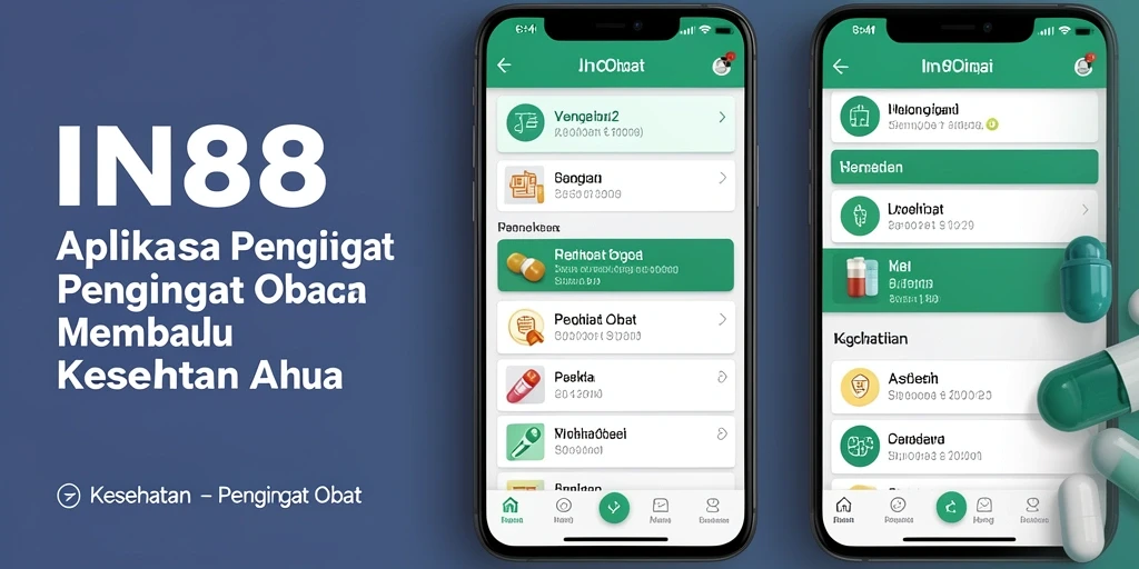 Antarmuka pengguna aplikasi Pengingat Obat IN88 yang sederhana dan informatif.