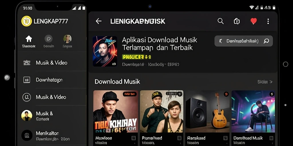 Antarmuka LENGKAP777 yang modern dan mudah digunakan untuk download musik.