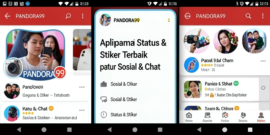 Antarmuka PANDORA99 dengan berbagai pilihan stiker menarik.