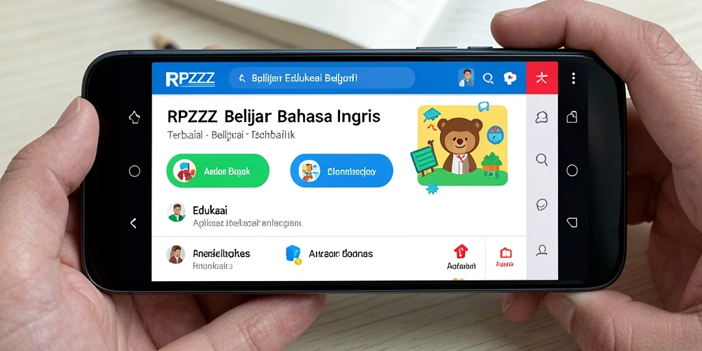 Antarmuka pengguna RPZZZ yang menarik dan mudah digunakan untuk belajar bahasa Inggris.