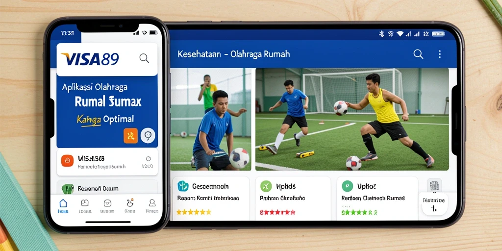 Tampilan antarmuka pengguna aplikasi Olahraga Rumah VISA89 yang menarik.